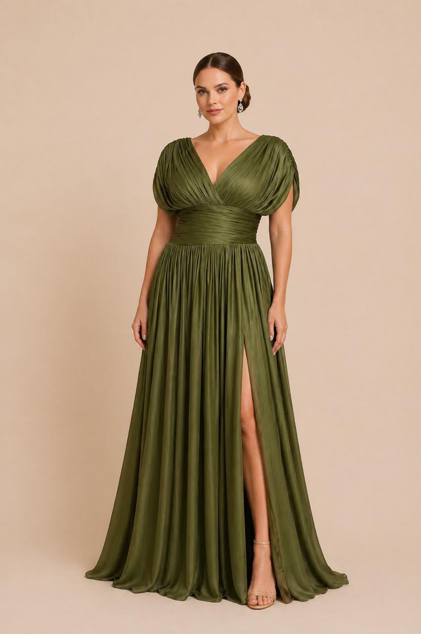 Vestido Claude Verde Olivo PLUS
