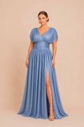 Vestido Claude Azul Grisáceo PLUS