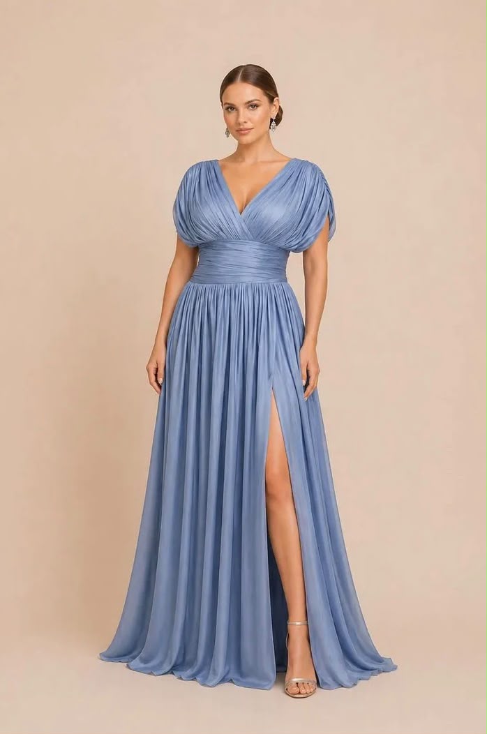 Vestido Claude Azul Grisáceo PLUS